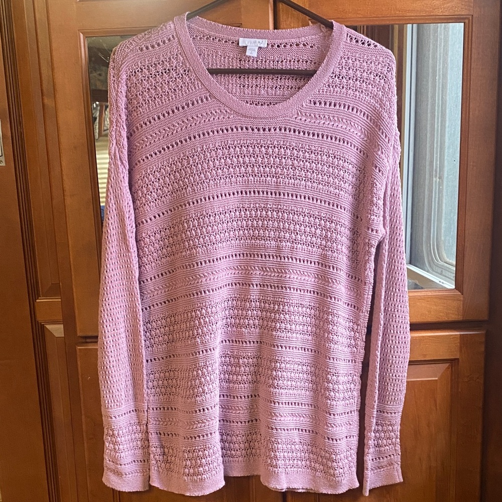 J Jill Mauve-colored Oversized Open Knit Small Tall Sweater Lagenlook Fall